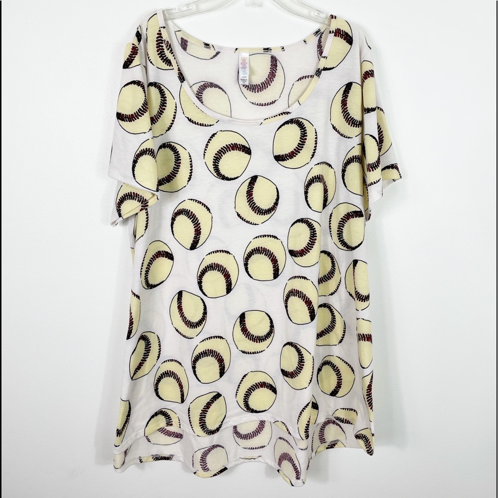 LuLaRoe Baseball Print Classic Tee Shirt Plus Size 3X